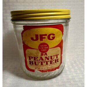 SOLD - NOT FOR SALE - Vintage JFG Peanut Butter Jar 40 Oz 2.5 Lb Size